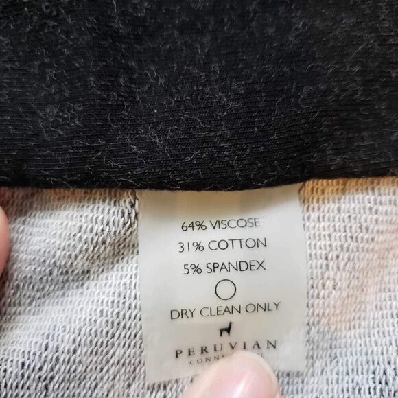 Peruvian Connection Cardigan Terry On Womens Size Medium M Gray Black Open Front - Picture 6 of 7